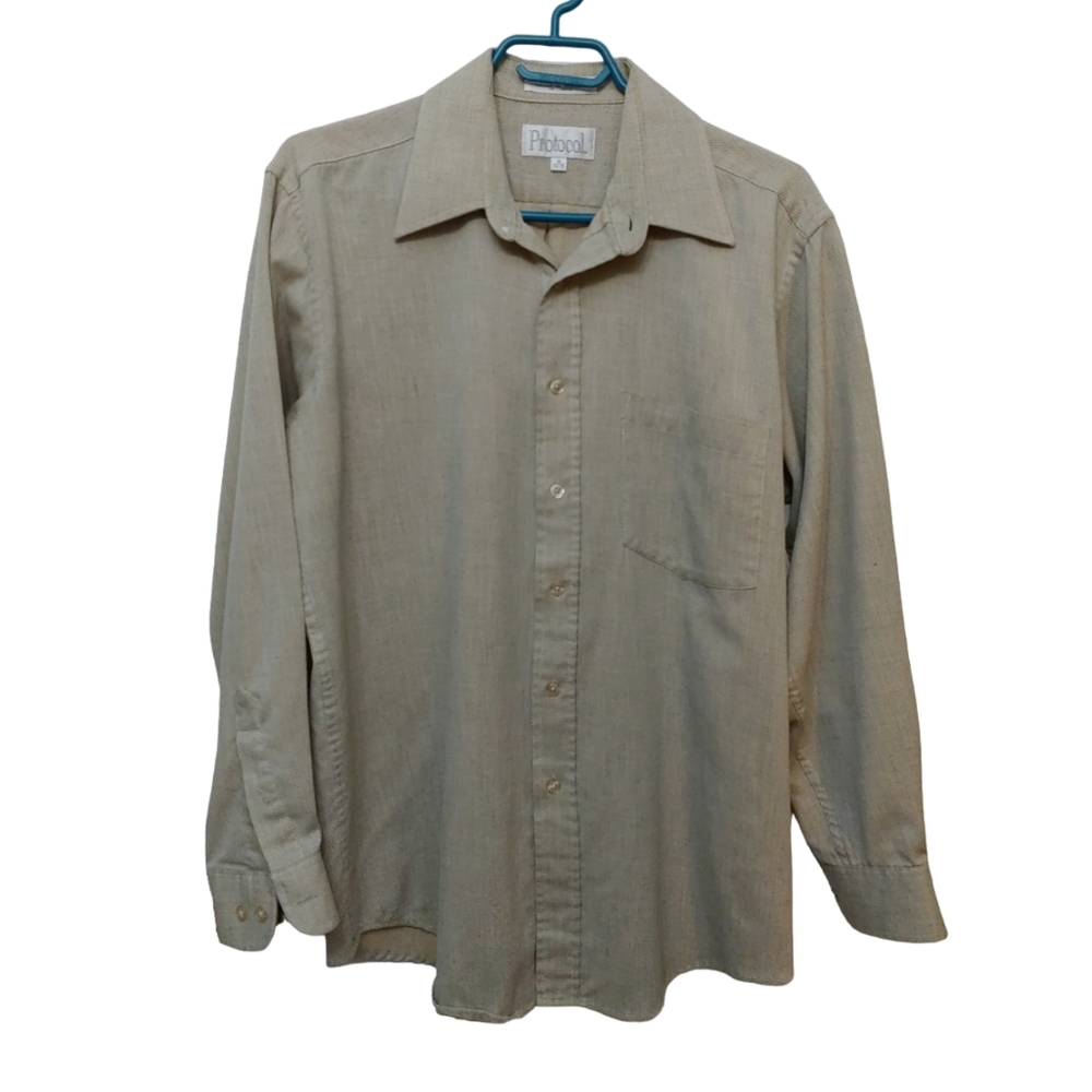 Vintage Protocol Light Green Men's Dress Shirt - Neck Size 16